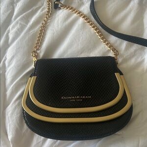 Donna Karan Black Crossbody Bag with Gold Accents